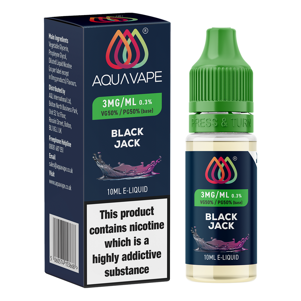 Black Jack E-Liquid by Aquavape - 10ml 3mg