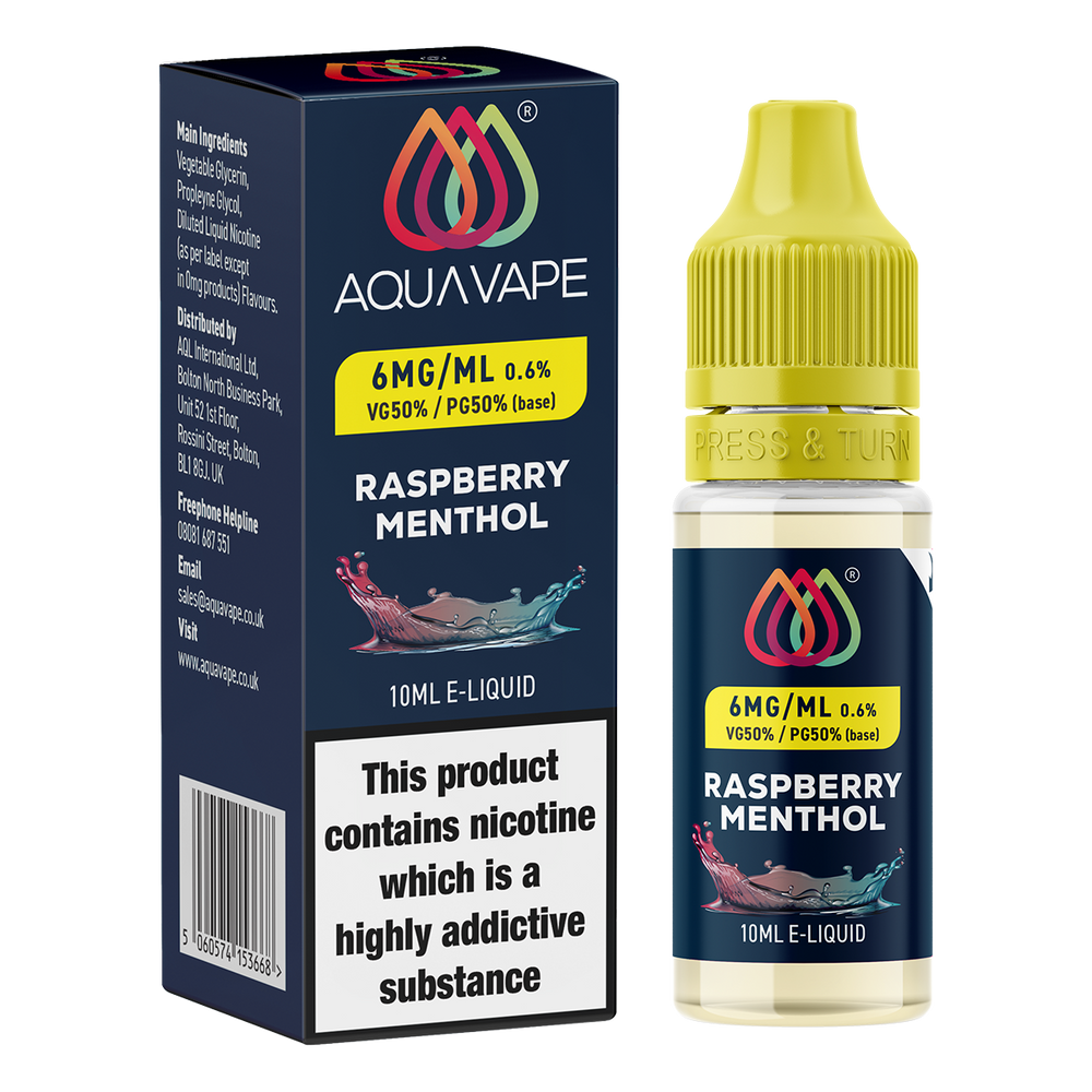 Raspberry Menthol E-Liquid by Aquavape - 10ml 6mg