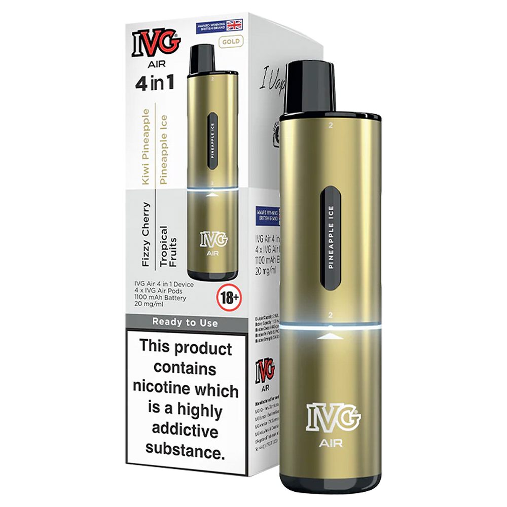 Gold Edition IVG Air 4 in 1 Vape Kit | 2400 Puffs – Vapemate