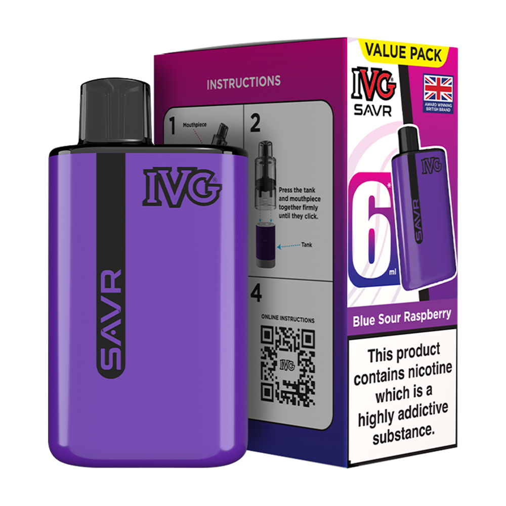 IVG SAVR Vape Kit Blue Sour Raspberry 6ml